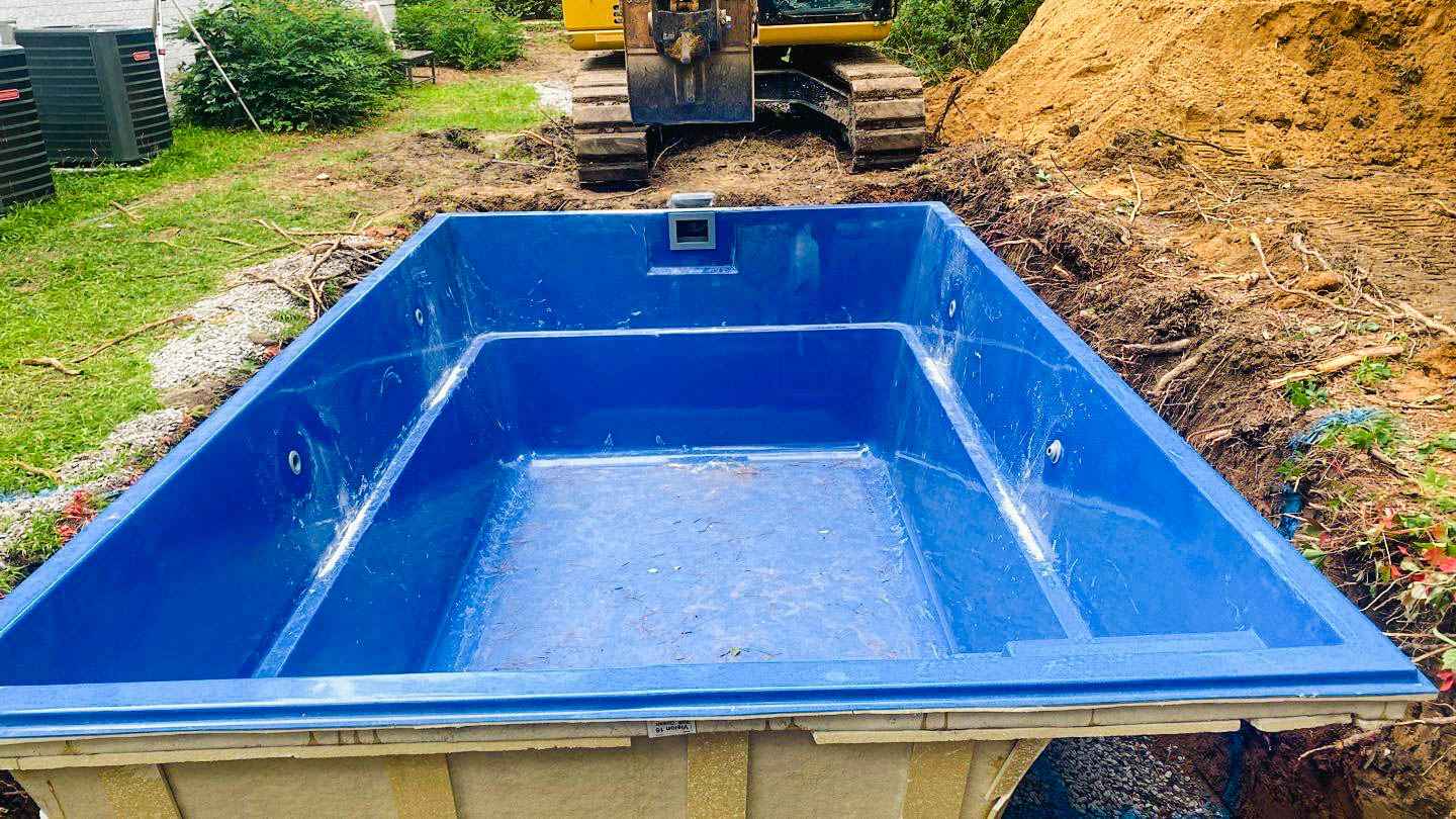 empty fiberglass pool